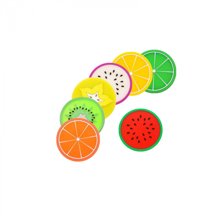 Set 4 Suporturi din Silicon Multicolor pentru Pahar Cana Sticla 9 x 9 cm [4]