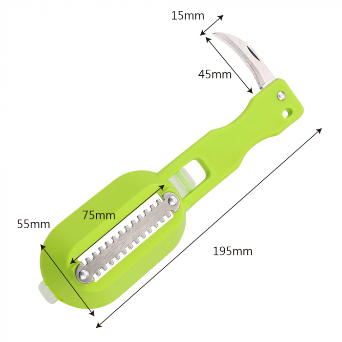 Aparat 2 in 1 pentru Curatat Solzi si Eviscerat Peste cu Capac 19,5 x 5,5 cm [5]