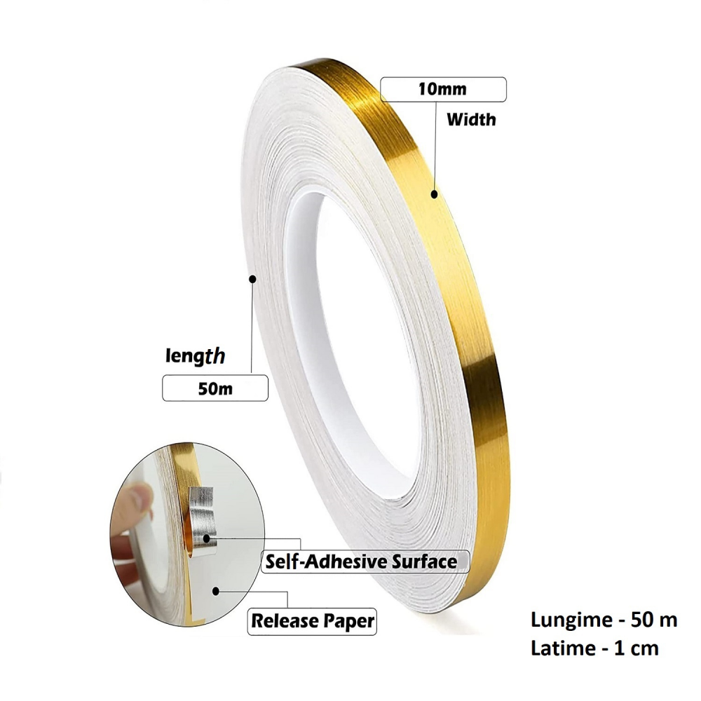 Banda Adeziva Decorativa Pentru Rosturi Gresie si Faianta Auriu/Gold  50 m x 5 mm Decoratiune rosturi murdare glixicom emag dedeman leroy merlin brico depot  jysk [6]