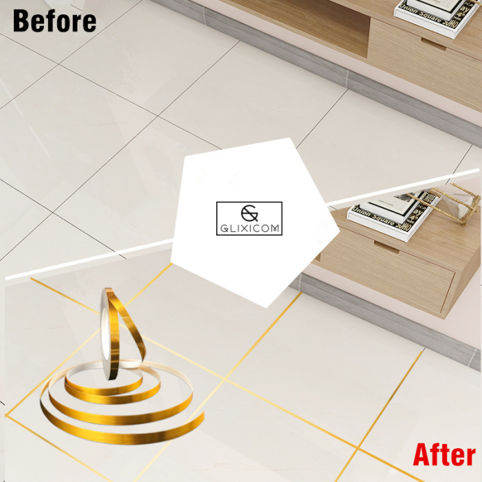 Banda Adeziva Decorativa Pentru Rosturi Gresie si Faianta Auriu/Gold  50 m x 5 mm Decoratiune rosturi murdare glixicom emag dedeman leroy merlin brico depot  jysk [3]