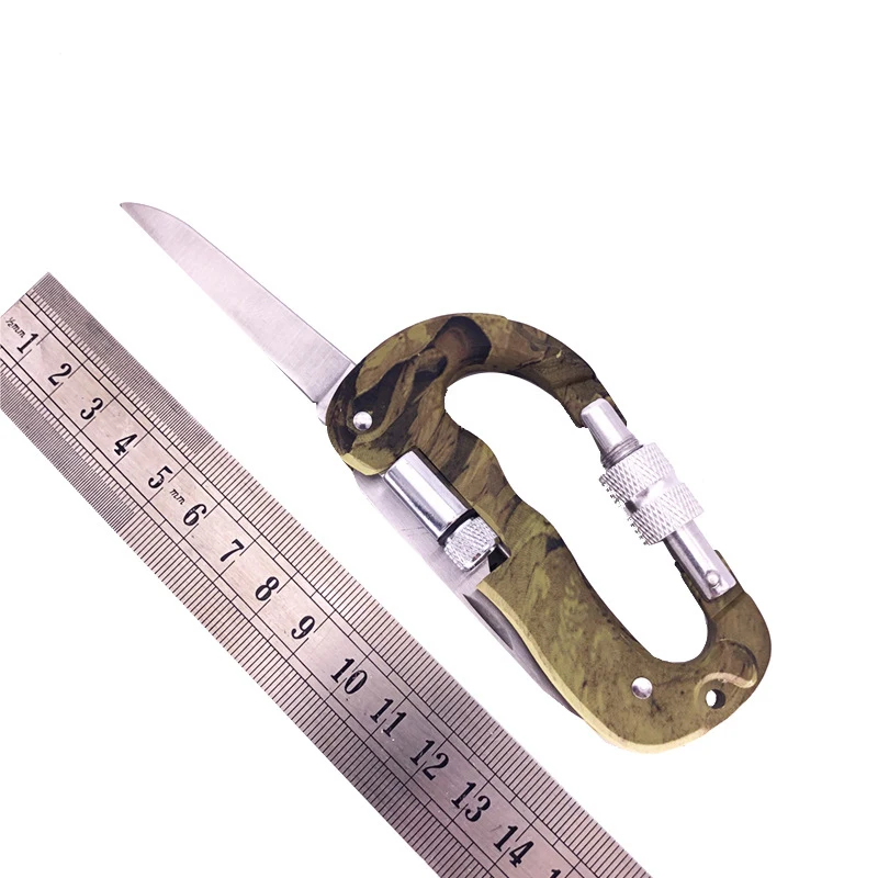 carabina multifunctional drumetii carabina multifunctionala 5 in 1 cutit fierastrau agatatoare lanterna camping drumetie [7]