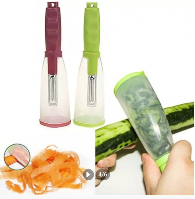 Curatitor pentru Fructe si Legume cu Recipient de Colectare Resturi 20 x 5 cm Verde [4]