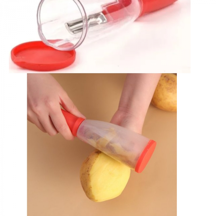 Curatitor pentru Fructe si Legume cu Recipient de Colectare Resturi 20 x 5 cm Verde [2]