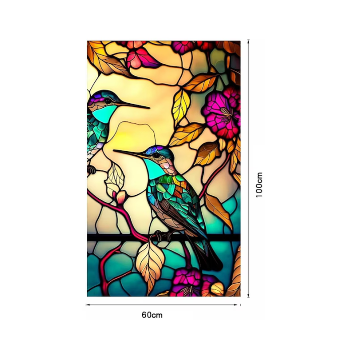 folie geam decorativa tip vitraliu pasari colibri hornach  folie geam intimitate protectie solara dedeman  folie geam autoadeziva vitraliu brico [10]