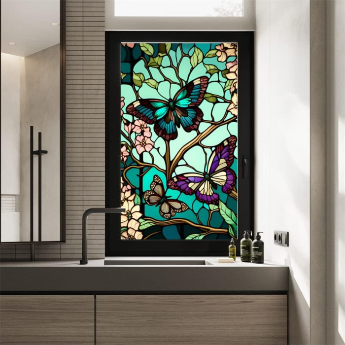 folie geam decorativa tip vitraliu pasari colibri hornach  folie geam intimitate protectie solara dedeman  folie geam autoadeziva vitraliu brico [22]