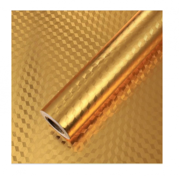 Folie de Aluminiu Autoadeziva cu Romburi Multifunctionala Auriu 3 m x 60 cm G Glixicom® [3]