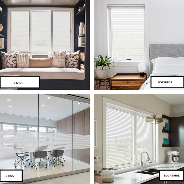 Folie Decorativa Pentru Geam, Dungi Mate Pentru Intimitate si Protectie Solara, Folie Decorativa Pentru Geam Folie autocolanta geam Folie Geam Folie autocolanta geam termopan Folie geam sa nu se vada din exterior Folie geam termopan sa nu se vada in casa Folie sablata Folie mata pentru geam Folie adeziva pentru geam [5]