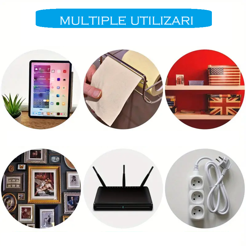 Set 5 Dispozitive Duble pentru Agatat si Suspendat Obiecte Autoadezive 6 x 6 cm [6]