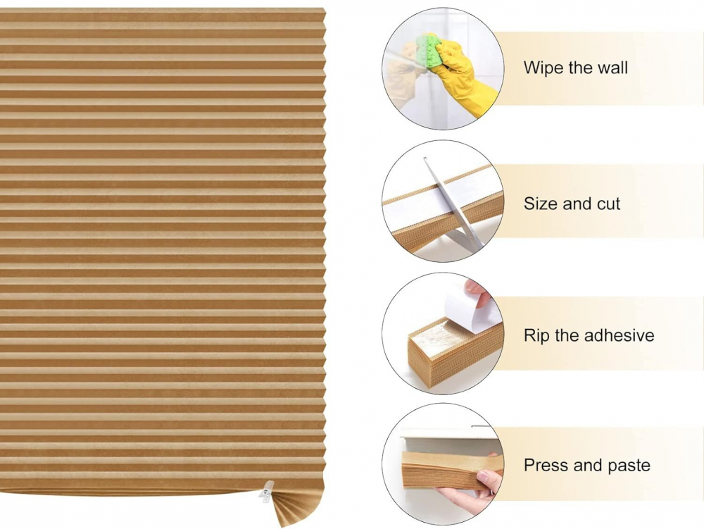 Jaluzea Plisata cu Sistem de Prindere Autoadeziv Glixicom 60 x 150 cm, Alba, jaluzele geamuri mansarda rulou dedeman velux leroy merlin pentru ferestre interior hornbach jaluzele ieftine  jysk [2]