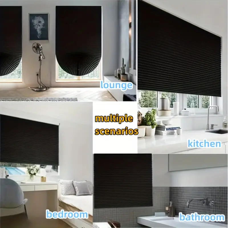 Jaluzea Plisata cu Sistem de Prindere Autoadeziv Glixicom 60 x 150 cm Negru jaluzele geamuri mansarda rulou dedeman velux leroy merlin pentru ferestre interior hornbach jaluzele ieftine  jysk [3]