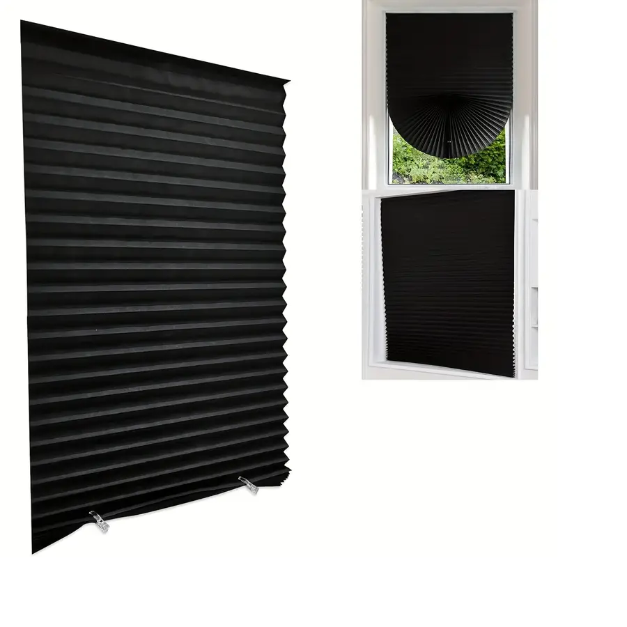 Jaluzea Plisata cu Sistem de Prindere Autoadeziv Glixicom 60 x 150 cm Negru jaluzele geamuri mansarda rulou dedeman velux leroy merlin pentru ferestre interior hornbach jaluzele ieftine  jysk [11]