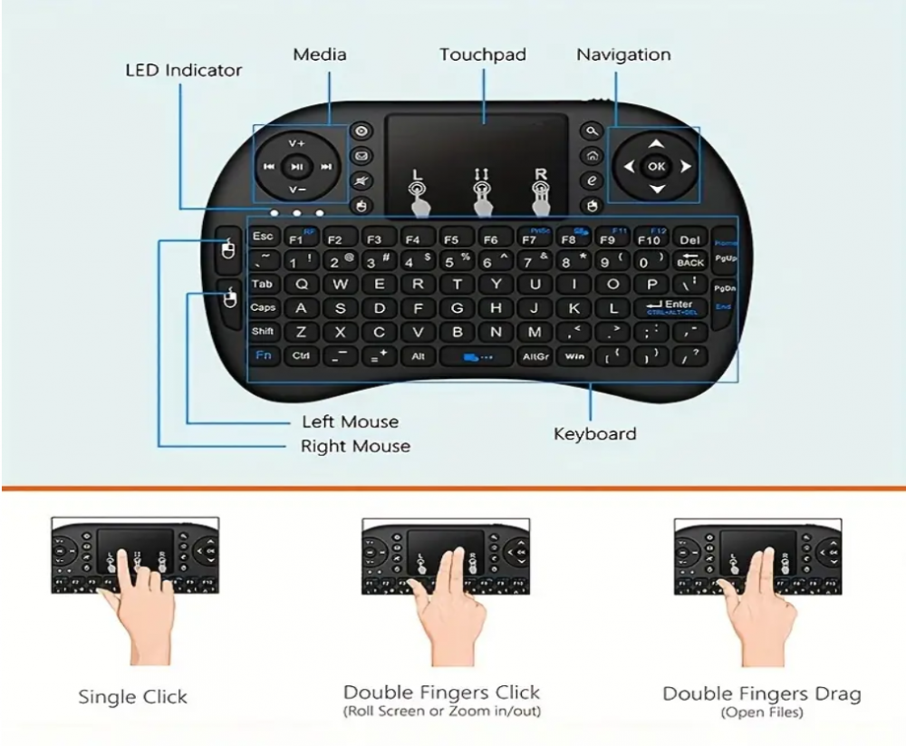 mini tastatura wireles cu bluetooth android smartv laptop tableta telefon mini tastatura wireles ieftina glixicom [3]