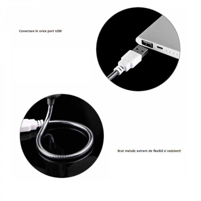 Mini Ventilator cu Alimentare USB si Brat Metalic Reglabil pentru Laptop sau PC 31 cm x 11,5 cm [3]