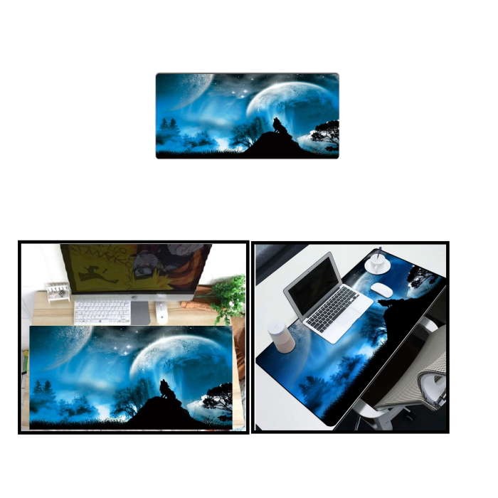 Mousepad Cauciucat pentru Gaming 90 cm x 40 cm x 3 mm Model Lup Cusaturi Laterale si Baza Cauciucata [5]