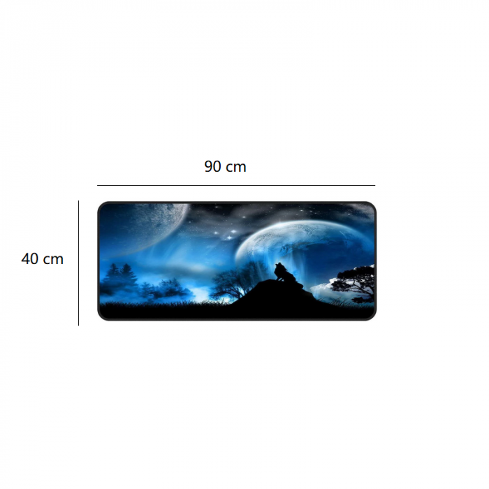 Mousepad Cauciucat pentru Gaming 90 cm x 40 cm x 3 mm Model Lup Cusaturi Laterale si Baza Cauciucata [4]