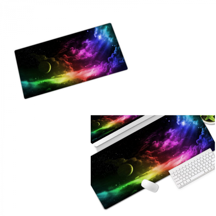 Mousepad Cauciucat pentru Gaming 90 cm x 40 cm x 3 mm Model Univers Cusaturi Laterale si Baza Cauciucata [4]