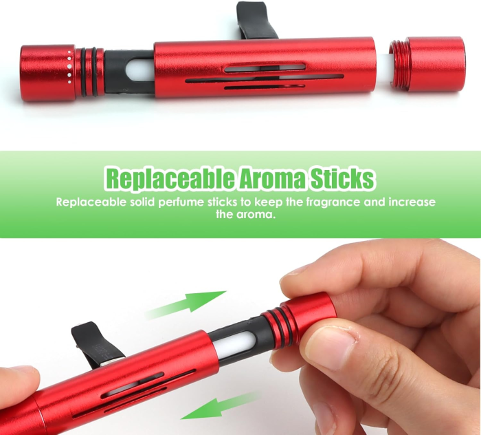 Odorizant Auto din Aluminiu cu 5 Rezerve Uleiuri Esențiale – Parfum Auto Premium, Design Elegant si Aroma Intensa de Durata [22]