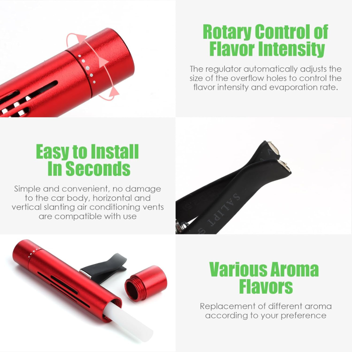 Odorizant Auto din Aluminiu cu 5 Rezerve Uleiuri Esențiale – Parfum Auto Premium, Design Elegant si Aroma Intensa de Durata [20]