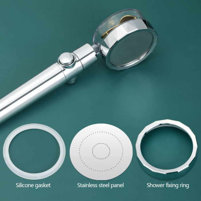 Para Dus cu Elice si Jet Turbo din ABS Cromat Sita din Otel Inoxidabil Cap Rotativ 360 [5]