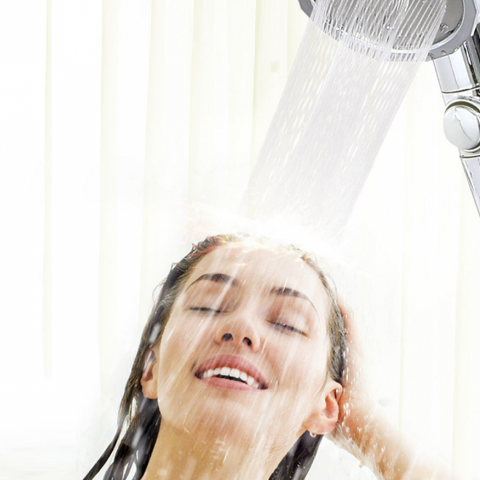 Para Dus cu Elice si Jet Turbo din ABS Cromat Sita din Otel Inoxidabil Cap Rotativ 360 [6]