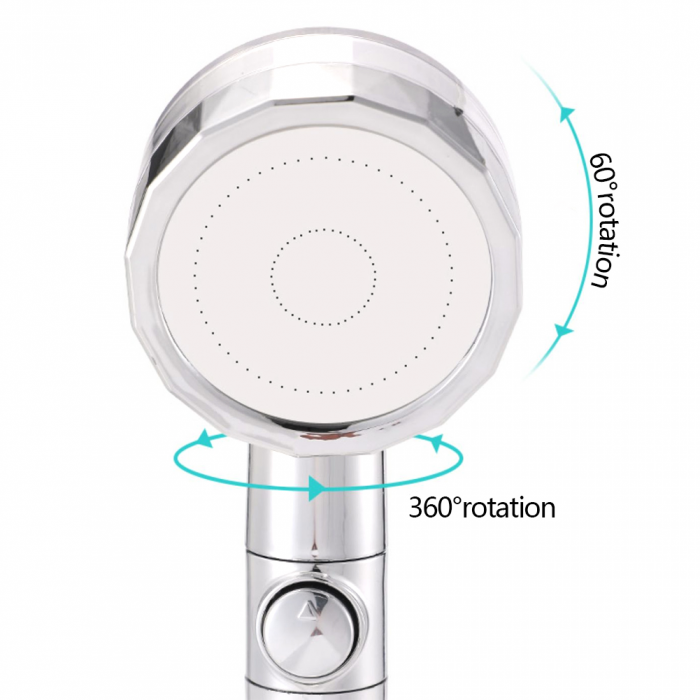 Para Dus cu Elice si Jet Turbo din ABS Cromat Sita din Otel Inoxidabil Cap Rotativ 360 [7]