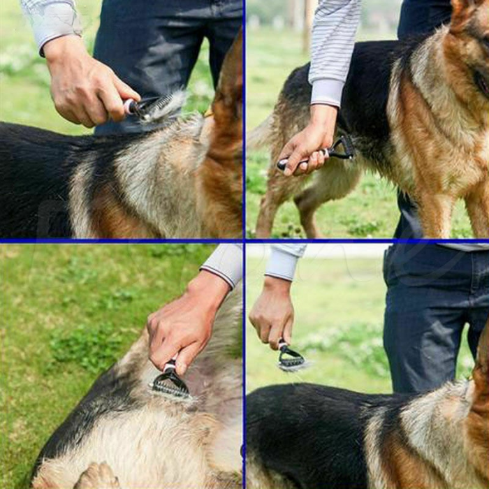 Perie Par Caini Pisici si alte Animale Cu Pieptene pe 2 Sensuri pentru Descalcire Marime S [4]