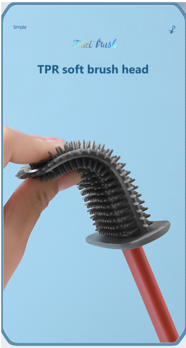 Perie WC din Silicon cu Suport Adeziv 38 cm Roz G Glixicom® [2]