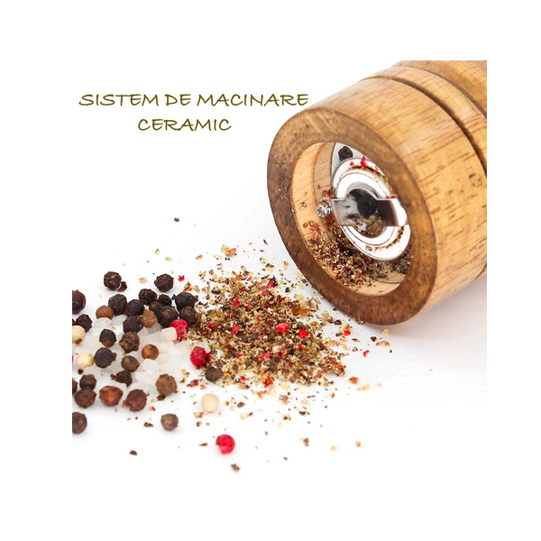 Rasnita Piper - Sare Dedeman din Lemn si Metal Emag cu Horeca Sistem de Macinare Ceramic Reglabil [4]