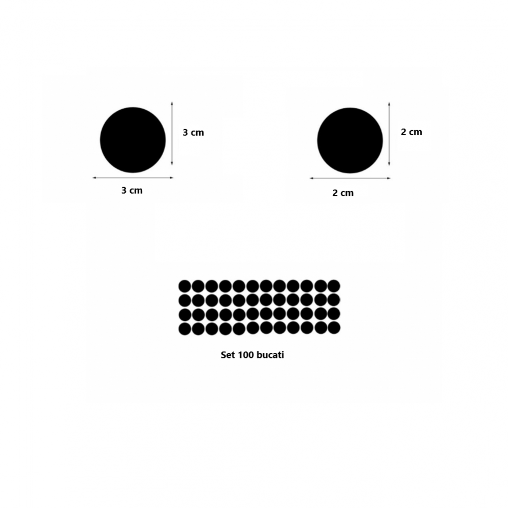Set 100 Oglinzi Acrilice Rotunde Decorative Autoadezive Diametru 2 cm [8]
