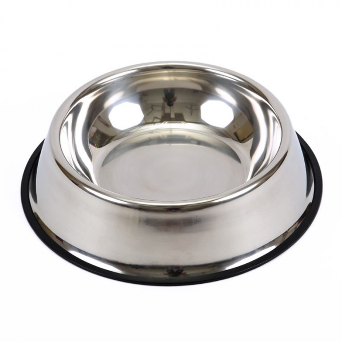 Set 2 Bucati Bol Mancare  Catel sau Pisica din Otel Inoxidabil cu Baza Antiderapanta Diametru Interior 13 cm [4]