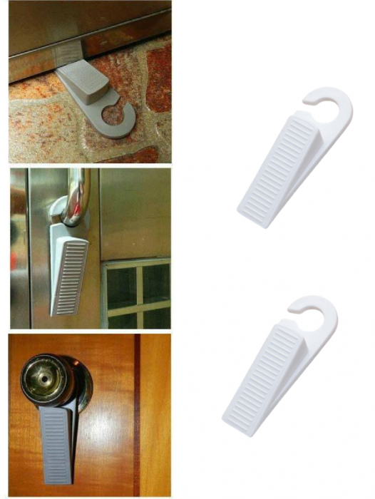 Set 2 Bucati Opritor Usa Alb din PVC cu Agatatoare 13 x 3 cm G Glixicom® [4]