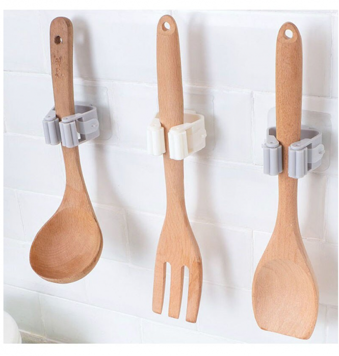 Set 2 Suporturi Adezive pentru Matura Mop sau Unelte cu Sustinere pana la 3 kg Alb [6]