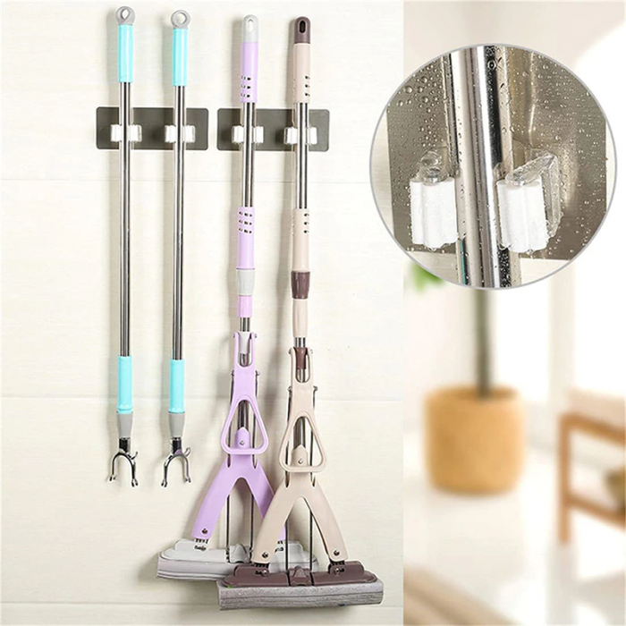 Set 2 Suporturi Adezive pentru Matura Mop sau Unelte cu Sustinere pana la 3 kg Negru [7]