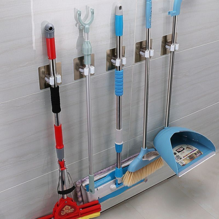 Set 2 Suporturi Adezive pentru Matura Mop sau Unelte cu Sustinere pana la 3 kg Negru [3]