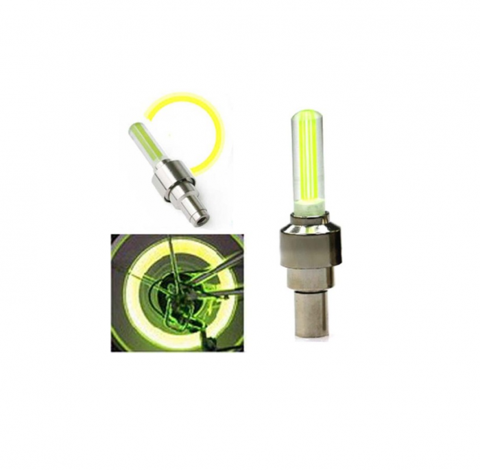 Set 2 Ventile cu LED Galben Compatibile Bicicleta, Motocicleta sau Masina 7 x 1,5 cm [2]
