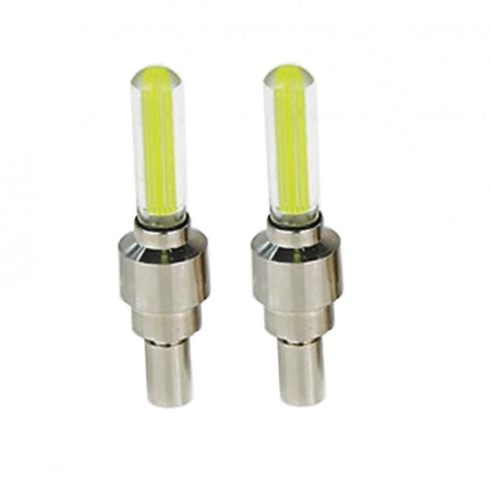 Set 2 Ventile cu LED Galben Compatibile Bicicleta, Motocicleta sau Masina 7 x 1,5 cm [4]
