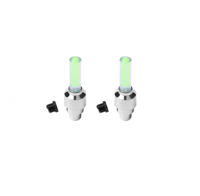 Set 2 Ventile cu LED Verde Compatibile Bicicleta, Motocicleta sau Masina 7 x 1,5 cm [3]