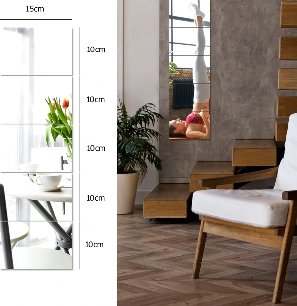 Set oglinzi acrilice  model dreptunghi 10x 15 cm, argintiu, oglinda acrilica perete mare decortiva dedeman dormitor rama ikea baie dedeman jysk  emag pret ieftin  mobexpert moderne ieftine leroy merlin autocolant  dreptunghi [14]