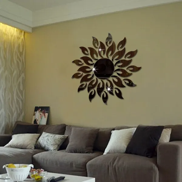 Set 27 oglinzi acrilice decorative Glixicom, Model Soare cu 26 Raze Negru, 50x50 cm oglinda perete hol dedeman oglinda decorativa ieftina emag autoadeziva [7]