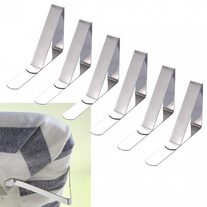 Set 4 Bucati Clema Fixare Fata de Masa din Otel 8 cm x 5 cm [4]