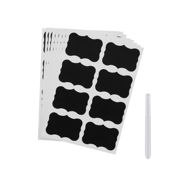Set 40 etichete autodeazive reutilizabile pentru borcan sticla caserola + marker vopsea alba [2]