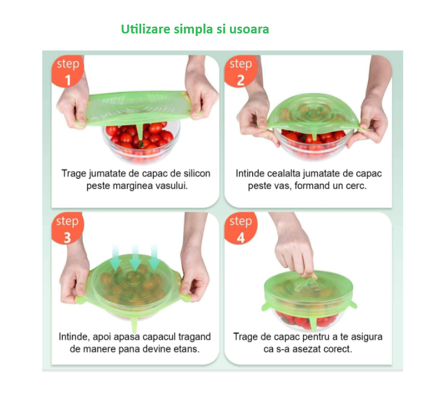 capace silicon reutilizabile pentru vase fructe boluri borcane cesti cani pahare legume capace depozitare mancare frigider silicon alimentar jumbo pepco auchan emag capace silicon ieftine glixicom [3]