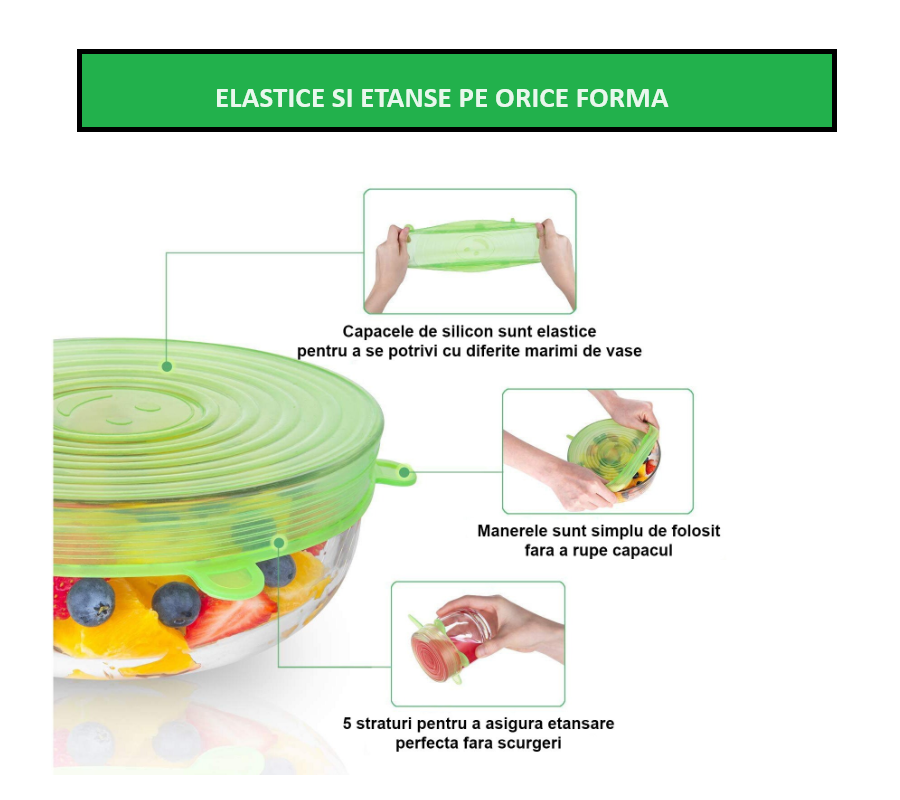 capace silicon reutilizabile pentru vase fructe boluri borcane cesti cani pahare legume capace depozitare mancare frigider silicon alimentar jumbo pepco auchan emag capace silicon ieftine glixicom [9]