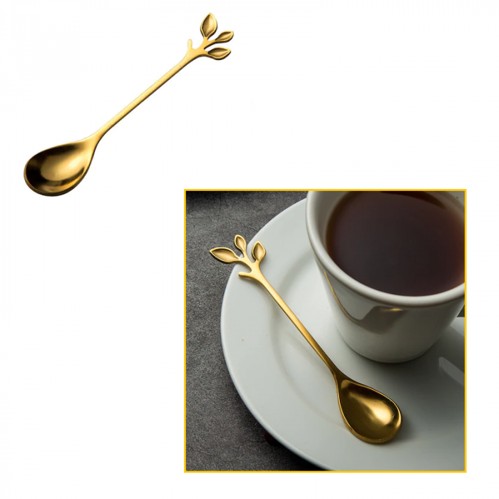 Set 6 Lingurite pentru Cafea si Desert din Inox Auriu 12,5 cm [2]