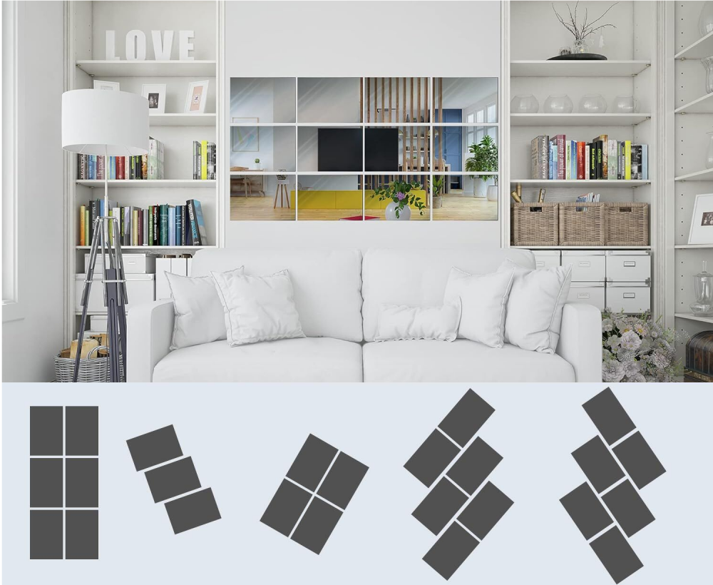 Set oglinzi acrilice  model dreptunghi 10x 15 cm, argintiu, oglinda acrilica perete mare decortiva dedeman dormitor rama ikea baie dedeman jysk  emag pret ieftin  mobexpert moderne ieftine leroy merlin autocolant  dreptunghi [9]