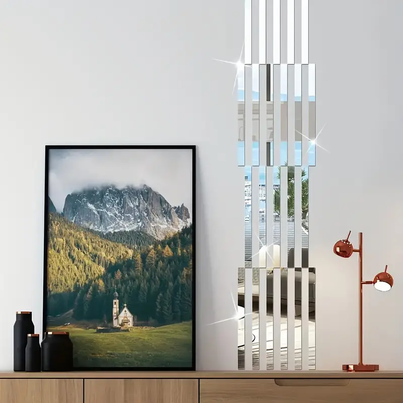 Set oglinzi acrilice  model dreptunghi  argintiu, oglinda acrilica perete mare decortiva dedeman dormitor rama ikea baie dedeman jysk  emag pret ieftin  mobexpert moderne ieftine leroy merlin autocolant  dreptunghi   35 x 8 cm glixicom [9]