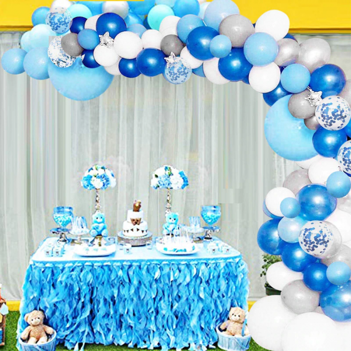 Set 70 Baloane pentru Arcada Albastru Alb si Argintiu cu Confetti G Glixicom® [7]