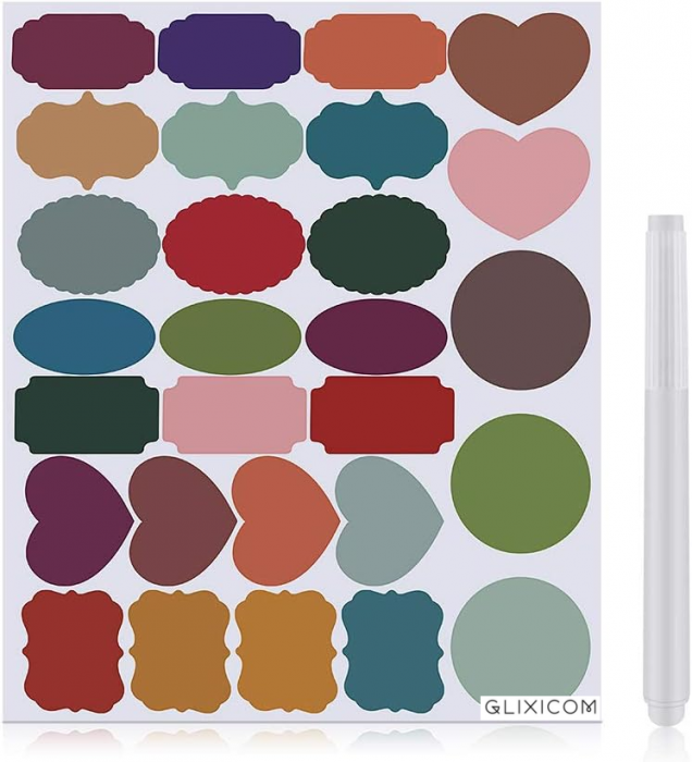 set 84 etichete pvc reutilizabile pentru borcan sticla caserola + marker vopsea alba ieftine emag  etichete dedeman [1]