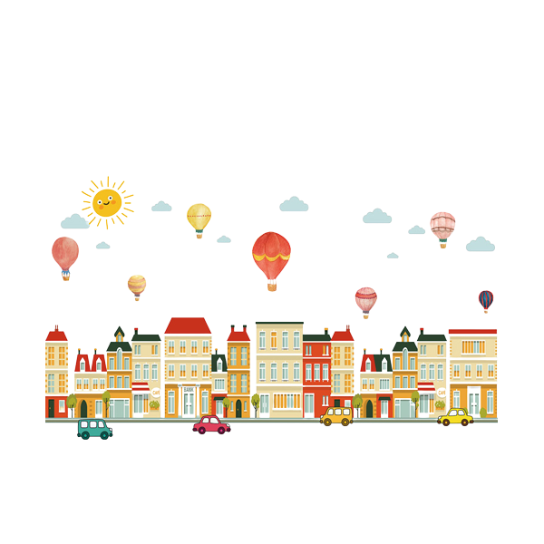 Sticker Decorativ Baloane si Cladiri [7]