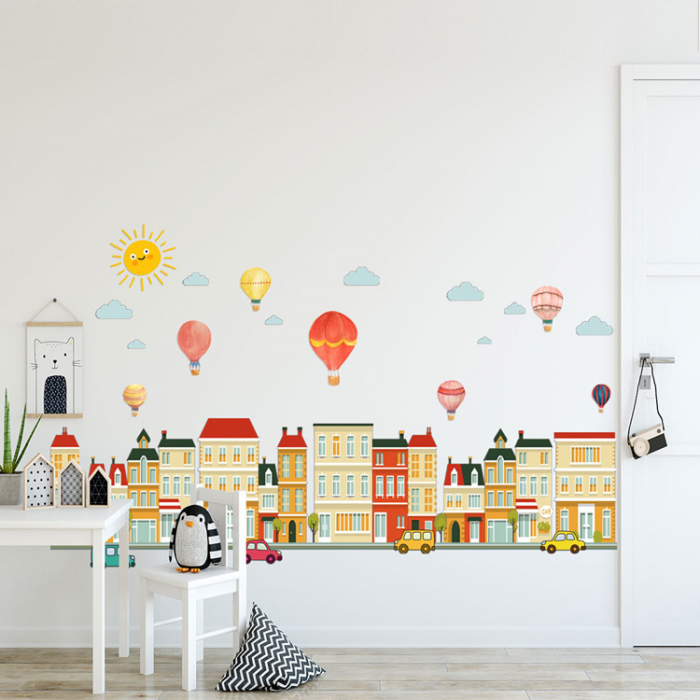 Sticker Decorativ Baloane si Cladiri [2]